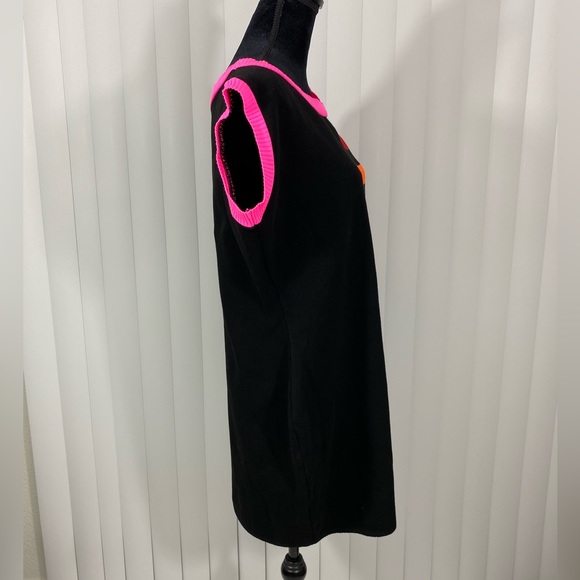 ELHOFFER DESIGN Pride Rainbow Fitted Knit Sheath Mini Dress Sleeveless Black - Picture 11 of 14